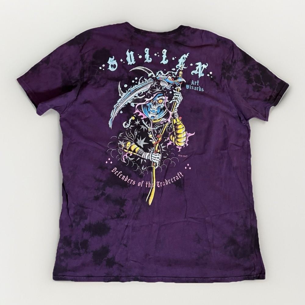 Sullen Art Graphic T-shirt Tie Dye Men's 2XL Grim Reaper Purple/black streetwear